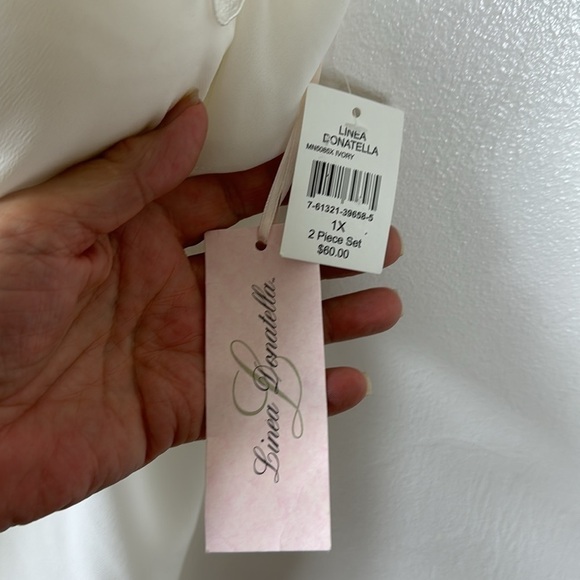 Linea Donatello 2-Piece Short Nightgown + Panty Women's Plus 1X Ivory New - Picture 10 of 12